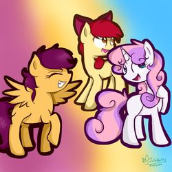 Size: 1000x1000 | Tagged: safe, artist:jayivee, apple bloom, scootaloo, sweetie belle, g4, cutie mark crusaders