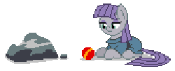 Size: 672x276 | Tagged: safe, artist:mrponiator, boulder (g4), maud pie, pinkie pie, earth pony, pony, g4, animated, ball, cute, diapinkes, duo, female, how, mare, maudabetes, peekaboo, pinkie being pinkie, pixel art, playing, prone, rock, simple background, smiling, sweet dreams fuel, transparent background, when she smiles