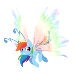 Size: 1024x1011 | Tagged: safe, artist:fuyusfox, rainbow dash, breezie, g4, breeziefied, colored wings, female, gradient wings, multicolored wings, rainbow breez, rainbow wings, simple background, solo, sparkly wings, species swap, transparent background, wings