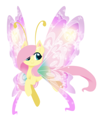 Size: 1024x1152 | Tagged: safe, artist:fuyusfox, fluttershy, breezie, g4, breeziefied, colored wings, female, flutterbreez, gradient wings, solo, sparkly wings, species swap, wings