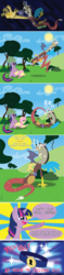 Size: 1421x6000 | Tagged: safe, artist:always-a-keepsake, discord, fluttershy, twilight sparkle, g4, keep calm and flutter on, comic, mermaid man and barnacle boy iii, parody, reference, spongebob squarepants, tickle belt, tickling