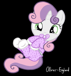 Size: 550x589 | Tagged: safe, artist:oliver-england, sweetie belle, g4, black background, clothes, cute, diaper, diasweetes, female, pacifier, pajamas, simple background, solo, weapons-grade cute