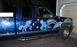 Size: 500x309 | Tagged: safe, rainbow dash, g4, april fools, car, decal, irl, itasha, photo, prank, truck