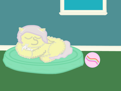 Size: 800x600 | Tagged: safe, artist:crossbone, fluttershy, fluffy pony, g4, female, fluffyshy, hugbox, sleeping, solo