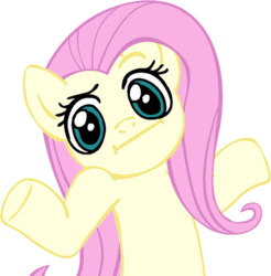 Size: 463x471 | Tagged: safe, artist:moongazeponies, fluttershy, pegasus, pony, g4, :i, female, looking at you, meme, shrug, shrugpony, solo