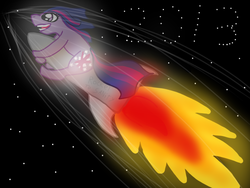 Size: 1024x768 | Tagged: safe, artist:generalslinkie, twilight sparkle, g4, 2013, female, rocket, solo, space