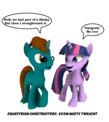 Size: 664x745 | Tagged: safe, artist:sparkyfox, twilight sparkle, g4, 3d, cg, crossover, egon, ghostbusters, movie quote, slinky