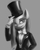 Size: 768x968 | Tagged: safe, artist:grissaecrim, pinkie pie, earth pony, anthro, g4, classy, clothes, dapper, female, grayscale, hat, monochrome, pinkamena diane pie, solo, suit, top hat