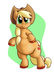 Size: 2480x3507 | Tagged: safe, artist:darkhestur, applejack, earth pony, pony, g4, applefat, bipedal, chubby, cute, fat, female, freckles, hat, high res, jackabetes, looking at you, plump, solo, unshorn fetlocks