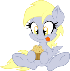 Size: 6000x6109 | Tagged: safe, artist:dfectivedvice, artist:serenawyr, derpy hooves, g4, :p, absurd resolution, colored, cute, derpabetes, female, filly, happy, muffin, simple background, solo, tongue out, transparent background, underhoof, vector
