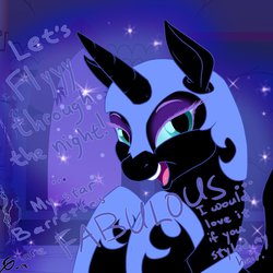 Size: 894x894 | Tagged: safe, artist:gavalanche, nightmare moon, g4, bedroom eyes, cute, female, looking at you, open mouth, smiling, solo, talking nightmare moon