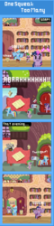 Size: 440x1820 | Tagged: safe, artist:zztfox, derpy hooves, owlowiscious, rainbow dash, spike, trixie, twilight sparkle, alicorn, pony, g4, testing testing 1-2-3, comic, female, hypocrisy, mare, pixel art, stooldash, twilight sparkle (alicorn)