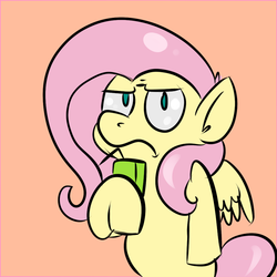 Size: 1000x1000 | Tagged: safe, artist:benja, fluttershy, ask ask-the-ponies, g4, female, juice, juice box, solo