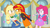 Size: 1366x768 | Tagged: safe, screencap, applejack, pinkie pie, sunset shimmer, equestria girls, g4, my little pony equestria girls, clothes, cutie mark on clothes, skirt