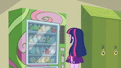 Size: 1366x768 | Tagged: safe, screencap, twilight sparkle, equestria girls, g4, female, solo, vending machine