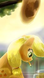 Size: 1800x3200 | Tagged: safe, artist:nekokevin, applejack, g4, female, mouth hold, pencil, solo