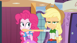 Size: 1366x768 | Tagged: safe, screencap, applejack, pinkie pie, equestria girls, g4, duo