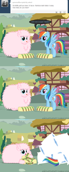 Size: 650x1625 | Tagged: safe, artist:mixermike622, rainbow dash, oc, oc:fluffle puff, tumblr:ask fluffle puff, g4, math, pillow, pillow fight, taco, tumblr