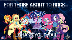 Size: 918x510 | Tagged: safe, artist:j4lambert, applejack, fluttershy, pinkie pie, rainbow dash, rarity, sunset shimmer, twilight sparkle, human, equestria girls, g4, my little pony equestria girls: rainbow rocks, shake your tail, columbus blue jackets, for those about to rock, hockey, humane five, humane seven, humane six, nhl, playoffs, ponied up, stanley cup, the rainbooms