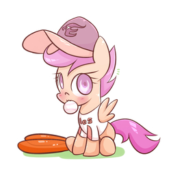 Size: 1200x1200 | Tagged: safe, artist:joycall6, scootaloo, pegasus, pony, g4, ball, baseball, baseball cap, baseball glove, cap, cute, cutealoo, female, hat, mouth hold, scootaloo will show us games to play, solo