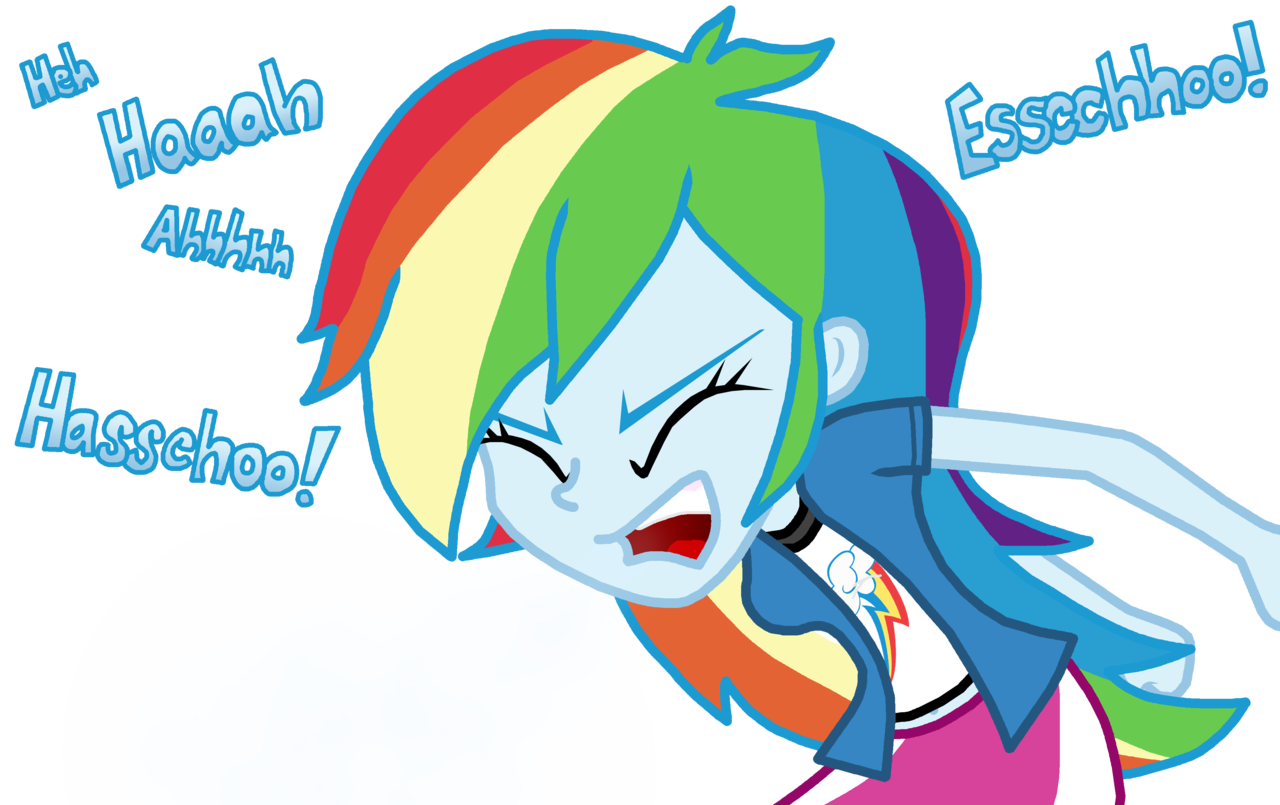 597442 - artist:masterxtreme, cute, equestria girls, mucus, rainbow dash,  safe, sneezing, sneezing fetish, solo, spray - Derpibooru