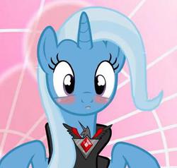 Size: 363x346 | Tagged: safe, artist:tiarawhy, trixie, pony, unicorn, g4, alicorn amulet, blushing, drool, female, mare, show accurate, solo, tongue out, youtube link