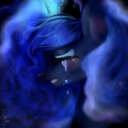 Size: 2000x2000 | Tagged: safe, artist:saoiirse, princess luna, g4, crying, female, high res, painting, portrait, sad, solo