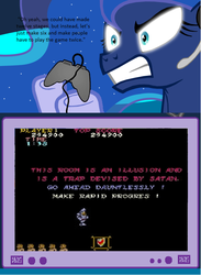 Size: 564x770 | Tagged: safe, princess luna, gamer luna, g4, angry, exploitable meme, ghosts and goblins, meme, tv meme