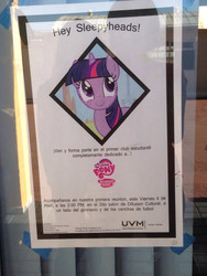 Size: 900x1200 | Tagged: source needed, safe, twilight sparkle, g4, irl, mexico, photo, poster, solo, spanish, universidad el valle de méxico, uvm