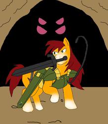 Size: 985x1122 | Tagged: safe, artist:reifutd, oc, oc only, fallout equestria, claymari, cover art, sword, sword mare