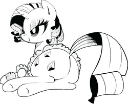 Size: 1078x876 | Tagged: safe, artist:tess, rarity, g4, black and white, butt, female, grayscale, monochrome, plot, prone, rear view, sketch, solo