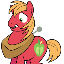 Size: 894x894 | Tagged: safe, artist:drawponies, big macintosh, earth pony, pony, g4, apple, apple family, male, shocked, simple background, solo, stallion, transparent background, vector