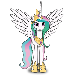 Size: 894x894 | Tagged: dead source, safe, artist:christiancerda, princess celestia, alicorn, pony, g4, female, mare, open mouth, simple background, solo, spread wings, standing, transparent background, wings