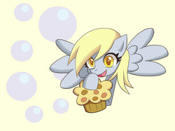 Size: 2073x1554 | Tagged: safe, artist:chktokio, derpy hooves, pegasus, pony, g4, female, mare, muffin, solo