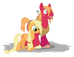 Size: 1020x784 | Tagged: safe, artist:anarchemitis, artist:wolfiejay, applejack, big macintosh, earth pony, pony, g4, male, simple background, stallion, transparent background, vector, wet, wet mane