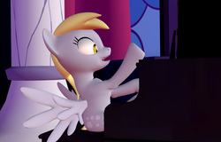 Size: 1600x1024 | Tagged: safe, artist:viranimation, derpy hooves, pegasus, pony, g4, 3d, concert, female, gmod, mare, musical instrument, piano, solo