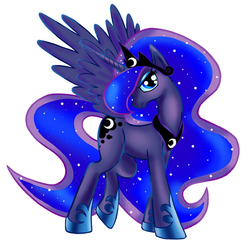 Size: 576x576 | Tagged: safe, artist:stridersyd, princess luna, g4, female, looking at you, simple background, solo