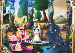 Size: 3508x2480 | Tagged: safe, artist:l1nkoln, princess cadance, princess luna, shining armor, g4, high res, tea party