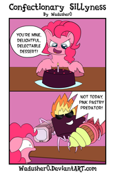 Size: 4720x7080 | Tagged: safe, artist:wadusher0, pinkie pie, g4, absurd resolution, animate object, asdfmovie, cake, comic, food, food monster, living object