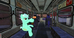 Size: 1368x715 | Tagged: artist needed, safe, lyra heartstrings, oc, bat pony, pony, g4, bus, hand, second life