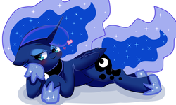 Size: 2279x1368 | Tagged: safe, artist:misocha, princess luna, g4, female, heart, looking at you, pixiv, solo