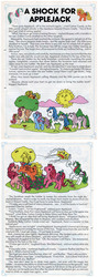 Size: 738x2069 | Tagged: safe, applejack (g1), blossom, cherries jubilee, gusty, majesty, skyflier, pony, comic:my little pony (g1), g1, a shock for applejack, comic, female, heckyeahponyscans, kite, ladder, silly, silly pony, story, tree