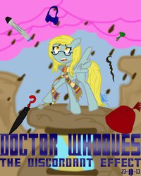 Size: 800x1000 | Tagged: safe, artist:erynerikard, derpy hooves, doctor whooves, time turner, pegasus, pony, g4, bowtie, doctor who, female, fez, glasses, hat, mare, sonic screwdriver