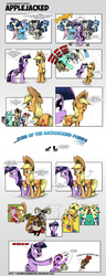 Size: 2000x5212 | Tagged: safe, artist:saturdaymorningproj, applejack, berry punch, berryshine, bon bon, chimera sisters, derpy hooves, dj pon-3, doctor whooves, flam, flim, jeff letrotski, lyra heartstrings, minuette, octavia melody, pinkie pie, roseluck, sweetie drops, time turner, twilight sparkle, vinyl scratch, alicorn, chimera, pony, g4, leap of faith, simple ways, somepony to watch over me, applejewel, background pony, background pony applejack, comic, female, flim flam brothers, freaks, hug, mare, multiple heads, one of us, south park, they took our jobs, three heads, tonic, twilight sparkle (alicorn)