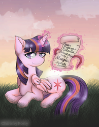Size: 1280x1643 | Tagged: safe, artist:queensmil3y, twilight sparkle, alicorn, pony, g4, female, mare, scroll, solo, twilight sparkle (alicorn)