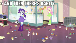 Size: 1920x1080 | Tagged: safe, edit, edited screencap, screencap, amelia furhart, carl pettington, fluttershy, rarity, cat, hamster, equestria girls, g4, hamstocalypse now, my little pony equestria girls: rainbow rocks, and then there's rarity, boots, bracelet, cage, caption, clothes, female, high heel boots, it begins, jewelry, kitten, meme origin, pencil, polka dot socks, rope, skirt, socks, text