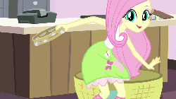 Size: 960x540 | Tagged: safe, screencap, fluttershy, equestria girls, g4, hamstocalypse now, my little pony equestria girls: rainbow rocks, animated, female, musical instrument, solo, tambourine