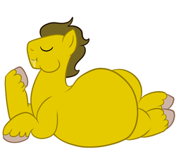 Size: 2000x1800 | Tagged: safe, artist:fentonio, oc, oc only, oc:banana nut, earth pony, pony, drool, eating, fat, male, obese, solo