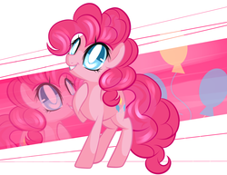 Size: 3000x2313 | Tagged: dead source, safe, artist:suzuii, pinkie pie, earth pony, pony, g4, cute, cutie mark, diapinkes, female, grin, high res, looking up, mare, smiling, solo, white pupils