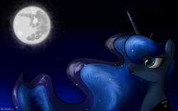 Size: 1280x800 | Tagged: dead source, safe, artist:nadvgia, princess luna, g4, female, mare in the moon, moon, night, solo